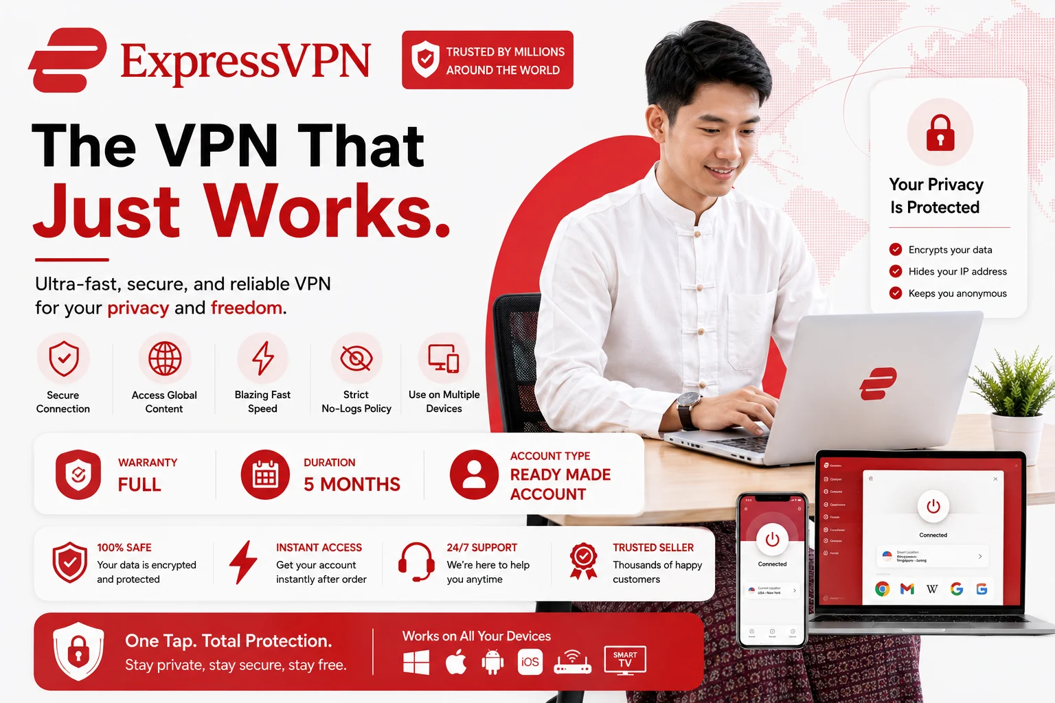 Express VPN 6M - 6 Months (2Dev)
